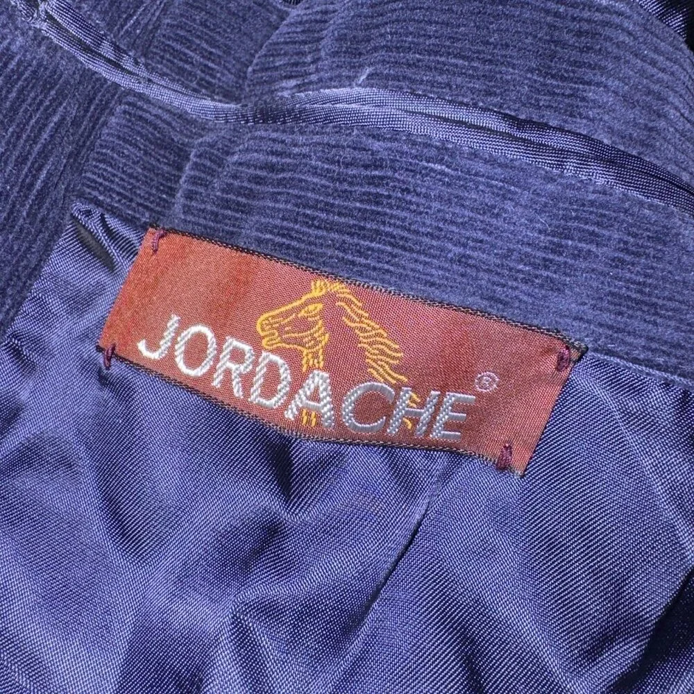 Vtg JORDACHE Corduroy Blazer Jacket Blue elbow Patches Western Camel Fits‎ 42R